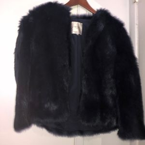 Zara Woman Blue Faux Fur Coat Size Small